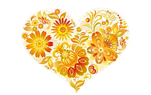 yellow floral heart clip art