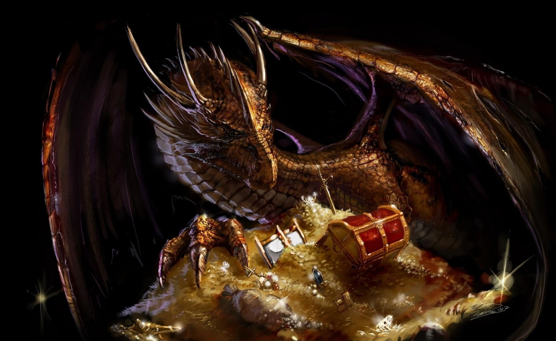 Smaug From The Hobbit illustration HD wallpaper | Wallpaper Flare
