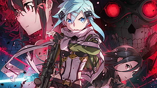 blue-haired anime character illustration, anime, Sword Art Online