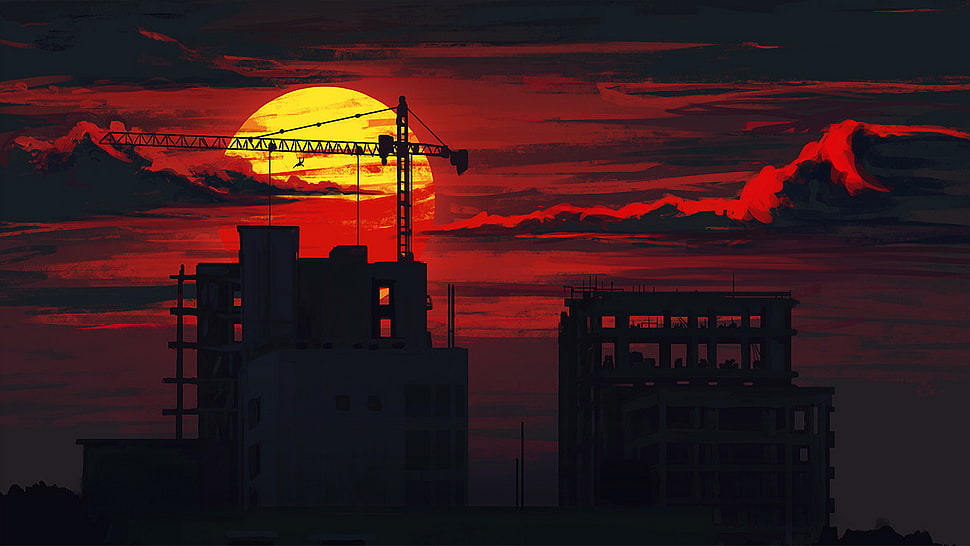 silhouette of building HD wallpaper
