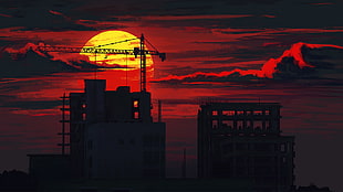 silhouette of building HD wallpaper