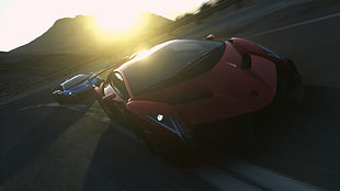 red and blue sports coupes, Driveclub, video games, Lamborghini, Lamborghini Veneno