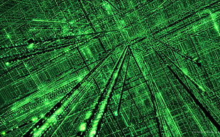 green laser lights digital wallpaper, The Matrix, Digital Blasphemy, digital art, green HD wallpaper