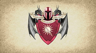 red and black two dragons coat of arms wallpaper