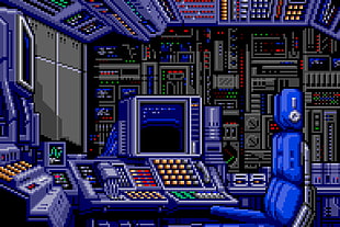 blue and gray digital videogame screenshot, digital art, pixel art, pixels, pixelated