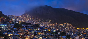 panoramic photography of lighted city, Rio de Janeiro, Brazil, favela HD wallpaper
