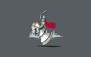 knight riding horse chess piece illustration, knight, chess, minimalism