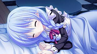 purple top Anime sleeping