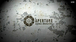 Aperture Science Innovators logo, Aperture Laboratories, Portal (game), video games, gray