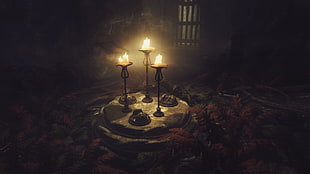 black candle holders illustration, The Elder Scrolls V: Skyrim, video games HD wallpaper
