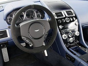 black steering wheel HD wallpaper