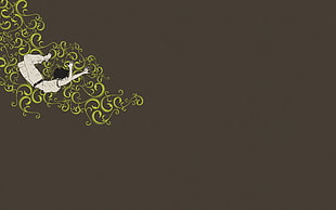falling woman and green vines digital wallpaper
