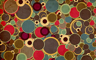 black, red, and green floral textile, circle, digital art