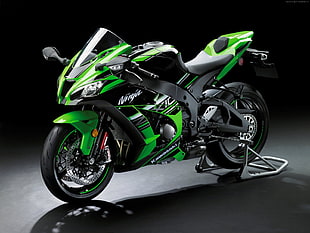 green and black Kawasaki Ninja