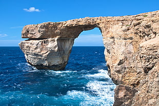brown rock formation on body of water during day time, malta, gozo HD wallpaper