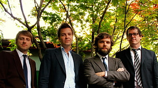 four man in button-up dress coats HD wallpaper