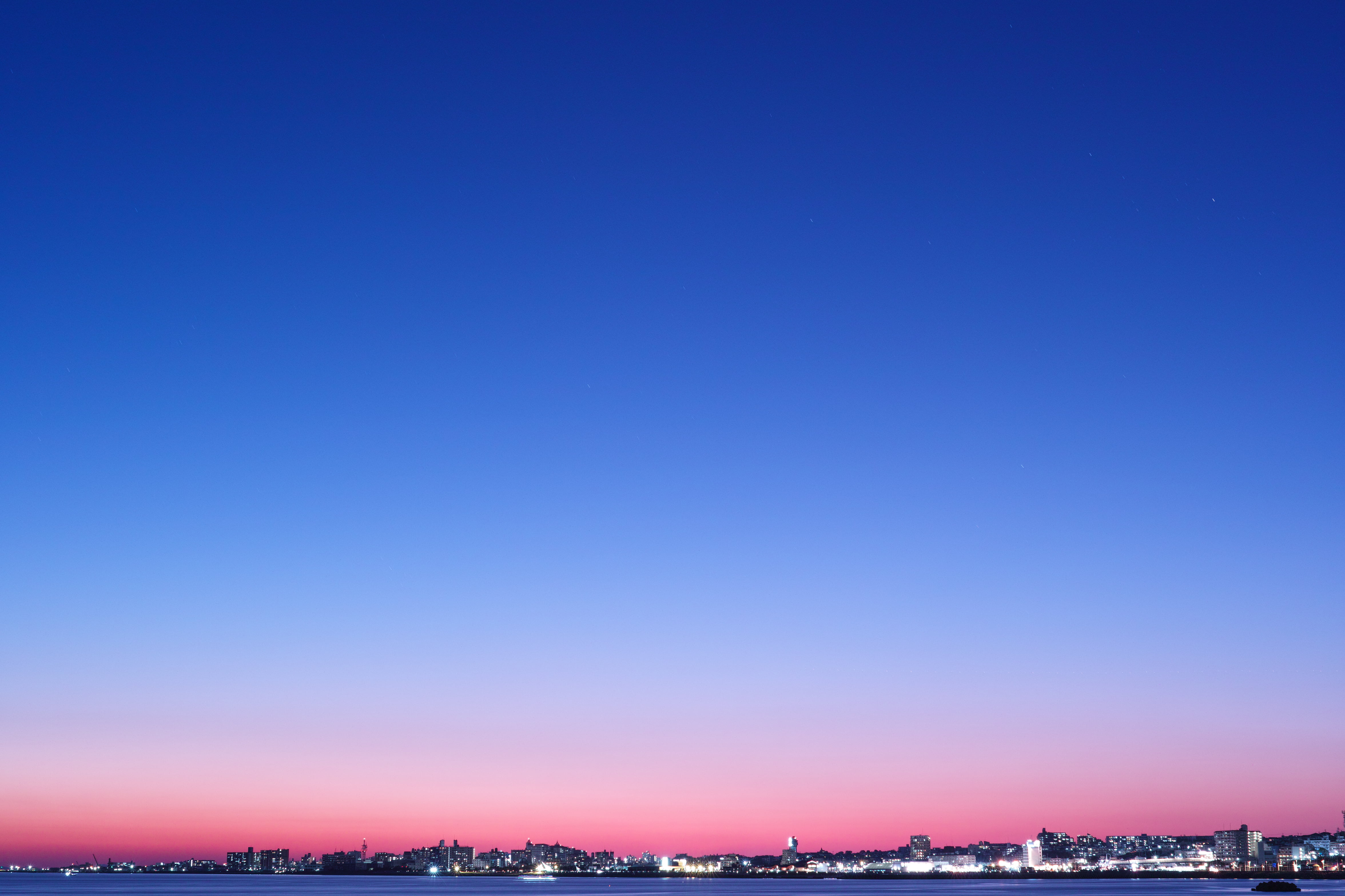 clear blue sky over city