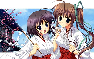 two female anime characters in white dresses
