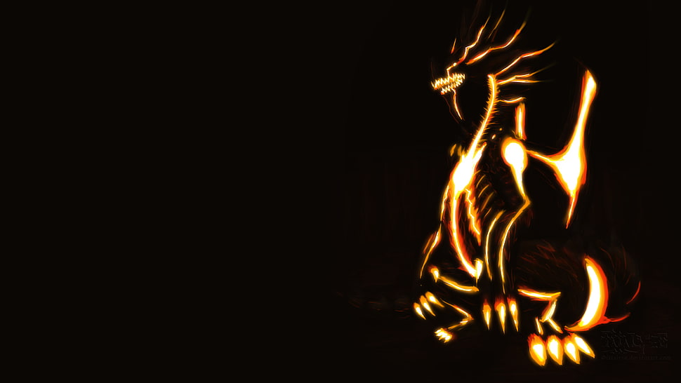 black dragon wallpaper, dragon, fire, Flame Painter HD wallpaper