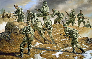soldier during war painting