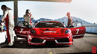 red sports coupe, Ferrari F430, vehicle, car, red cars