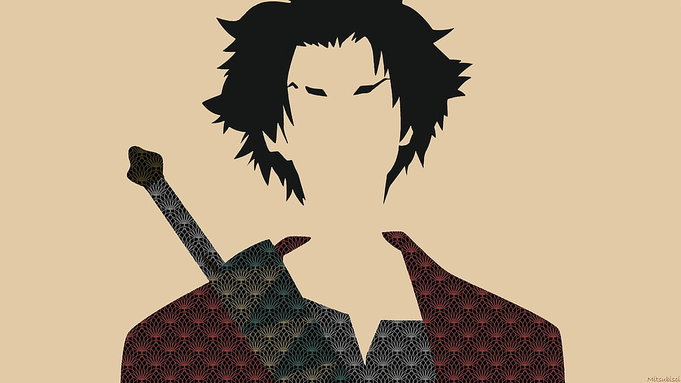 man in maroon top animated illustration, anime, Samurai Champloo, Mugen HD wallpaper
