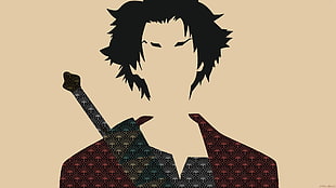 man in maroon top animated illustration, anime, Samurai Champloo, Mugen