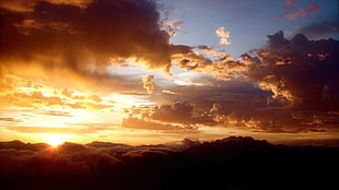 mountains during golden hour HD wallpaper