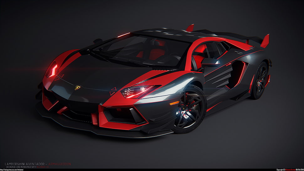 black and red sports car concept, Lamborghini, car, Lamborghini Aventador HD wallpaper