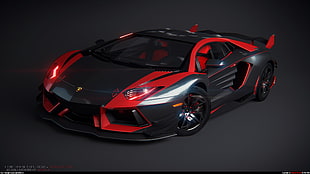 black and red sports car concept, Lamborghini, car, Lamborghini Aventador