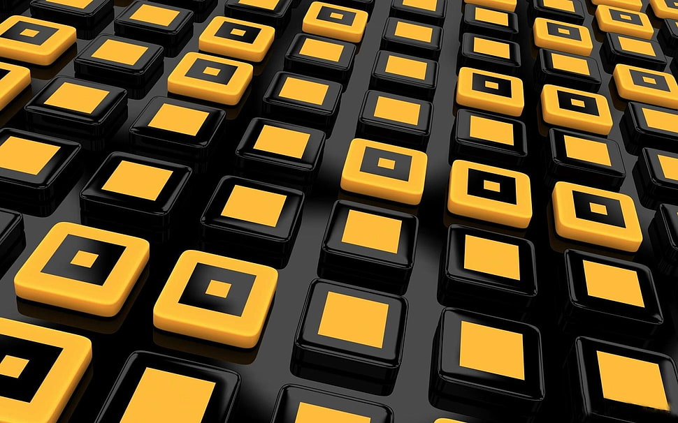 yellow and black cubes HD wallpaper