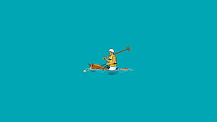 man riding horse in body of water illustration, minimalism, humor, horse, sports