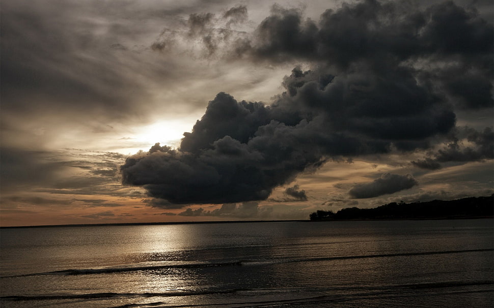 nimbus clouds, clouds, sea HD wallpaper