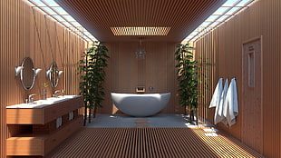 white bathtub, Blender, bathroom, interior design HD wallpaper