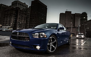 blue Dodge coupe, car, Dodge Charger, blue cars HD wallpaper