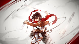 red and white plastic toy, Shingeki no Kyojin, Mikasa Ackerman HD wallpaper