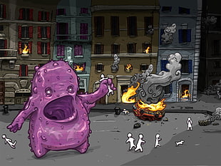 purple slime monster wallpaper, comics, artwork