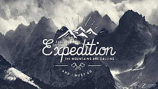 Mountain Expedition advertisement, winter, nature, mountains