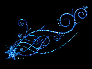 blue floral artwork HD wallpaper