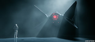 Star Wars storm trooper and fighter spacecraft, digital art, concept art, Star Wars, TIE Fighter HD wallpaper
