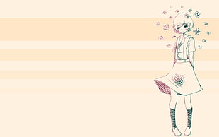 female wearing dress sketch, Neon Genesis Evangelion, Ayanami Rei