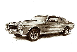 brown and black muscle car sketch
