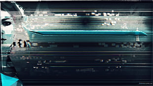 black and blue metal tool cabinet, glitch art, abstract, dark, people HD wallpaper