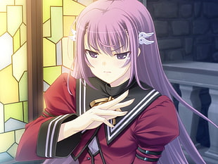 purple-haired female anime character