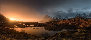 brown mountains, nature, landscape, Lofoten Islands, Norway HD wallpaper