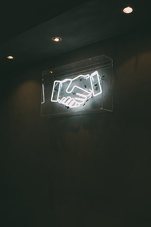white human hands neon light signage HD wallpaper