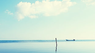 blue body of water, sea, anime, lake, water HD wallpaper
