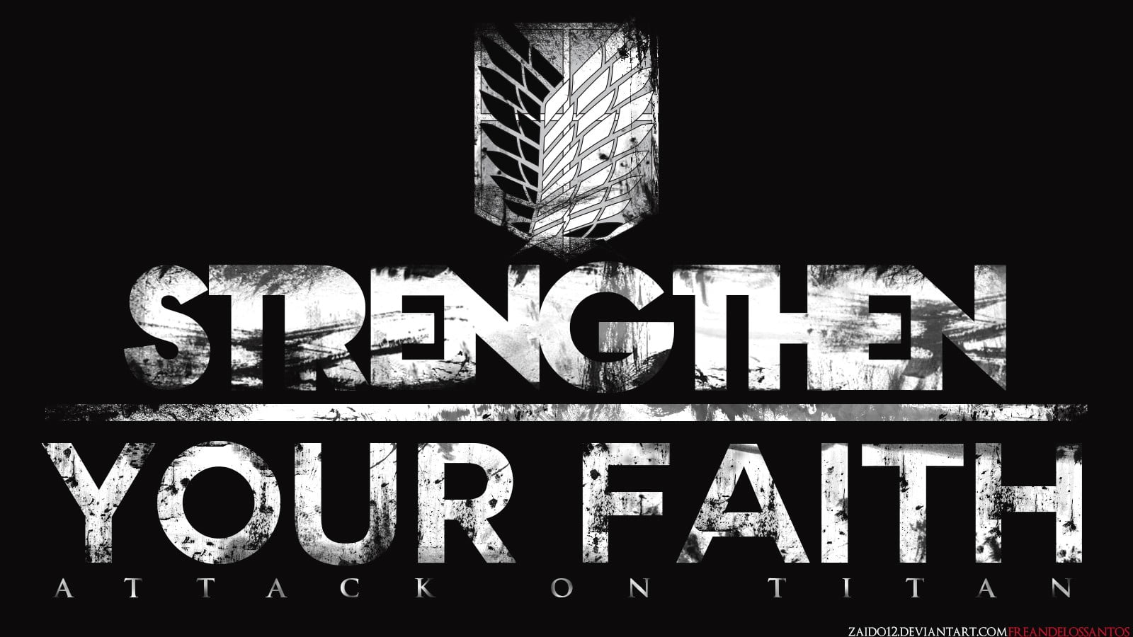 Strengthen Your Faith Attack On Titan digital wallpaper, Shingeki no Kyojin, typography, anime