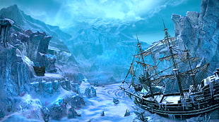 black boat on top of frozen body of water, Tera, Tera Rising , Tera online, video games