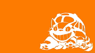 orange and white cartoon character stencil artwork, Studio Ghibli, My Neighbor Totoro, Totoro, anime